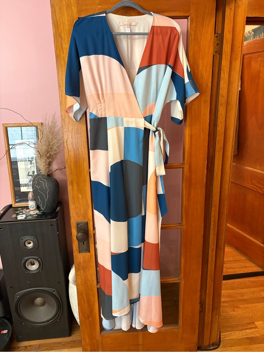 Anthro Hutch Abstract Colorblock Wrap Dress